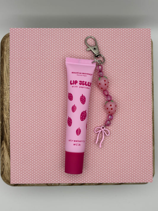 Strawberry Milk Lip Balm Keychain
