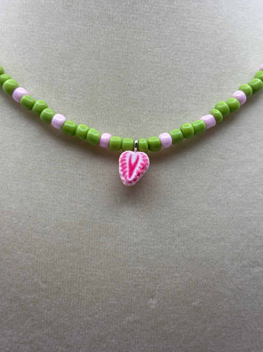 Strawberry Matcha Necklace