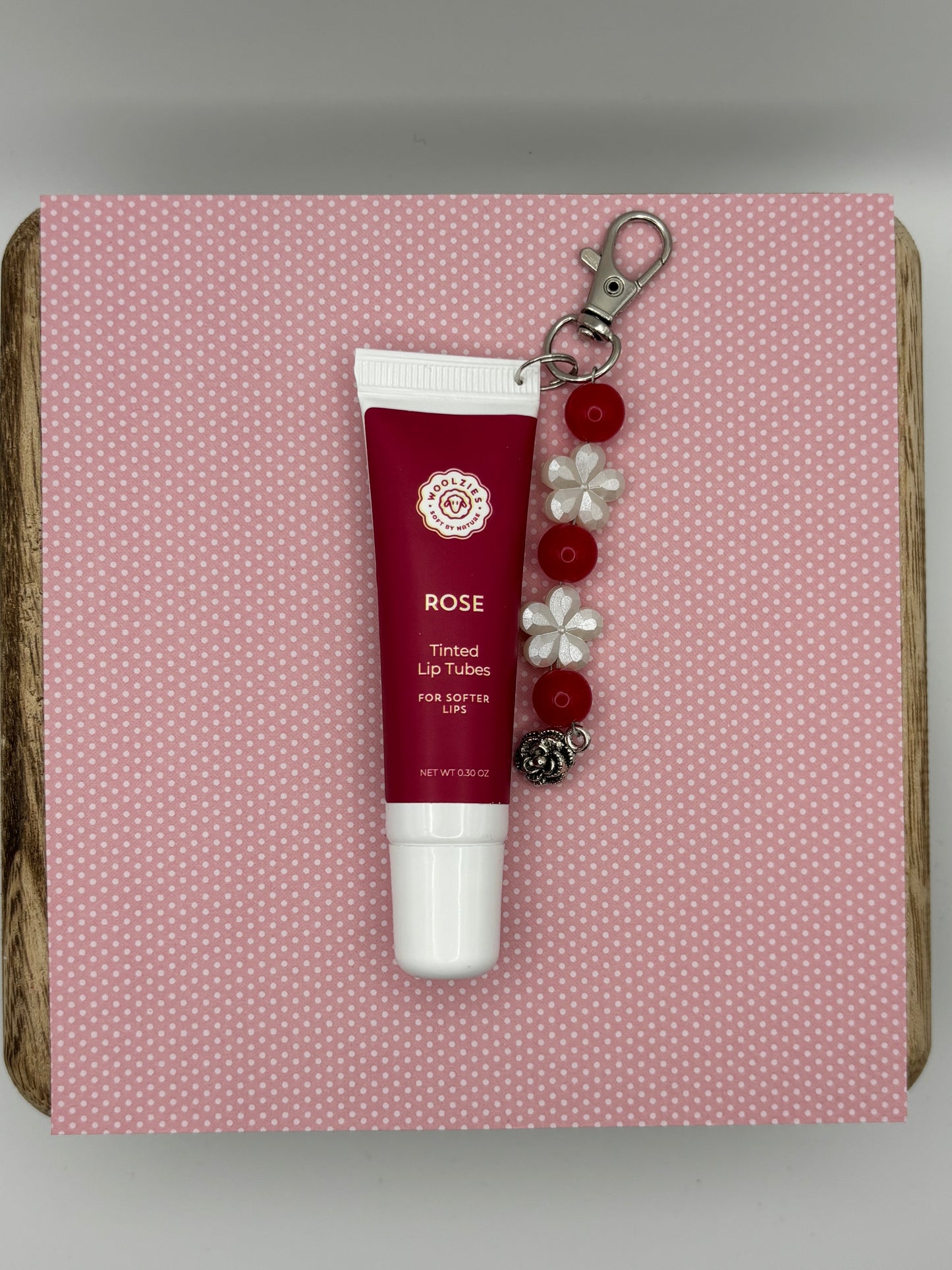 Rose Tinted Lip Balm Keychain